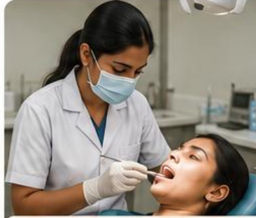 Dental hygienist providing care