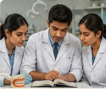 Dental students studying together